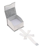 Silver and White Magnetic Ribbon Jewelry Ring Gift Boxes