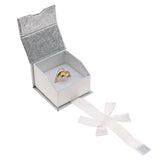 Silver and White Magnetic Ribbon Jewelry Ring Gift Boxes