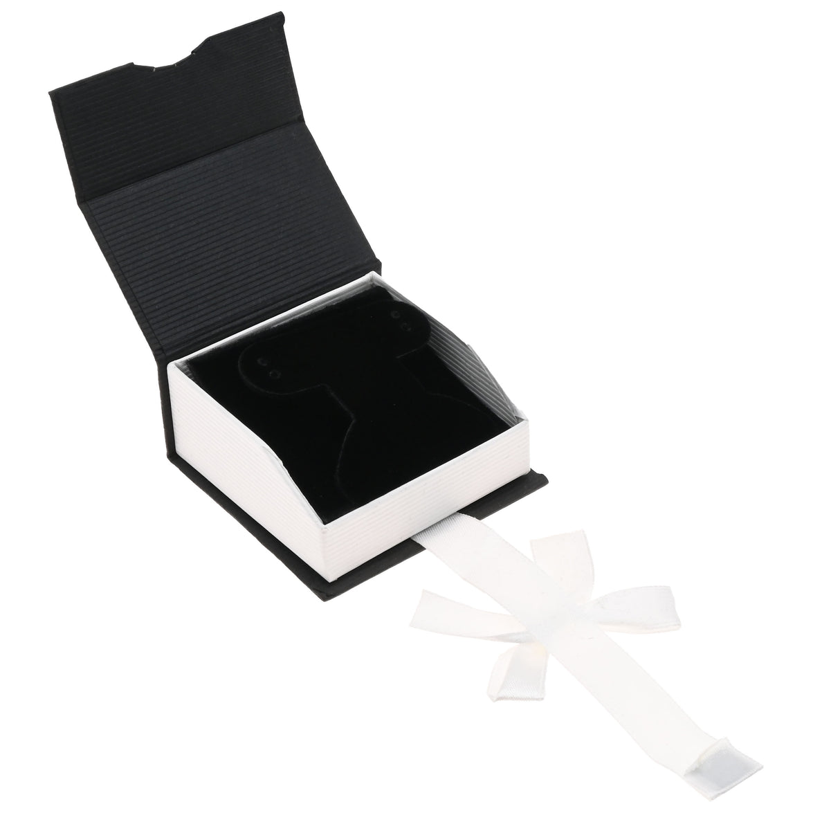 Black & White Magnetic Ribbon Paper Earring or Pendant Gift Boxes