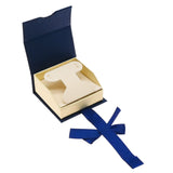 Blue & Cream Magnetic Ribbon Paper Earring or Pendant Gift Boxes