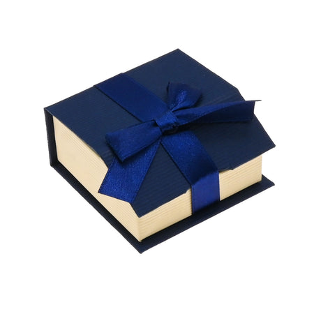 Blue & Cream Magnetic Ribbon Paper Earring or Pendant Gift Boxes