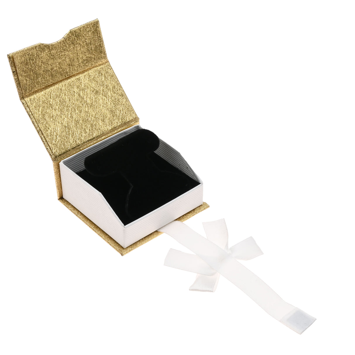 Gold & White Magnetic Ribbon Paper Earring or Pendant Gift Boxes