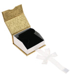Gold & White Magnetic Ribbon Paper Earring or Pendant Gift Boxes