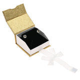 Gold & White Magnetic Ribbon Paper Earring or Pendant Gift Boxes