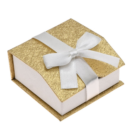 Gold & White Magnetic Ribbon Paper Earring or Pendant Gift Boxes