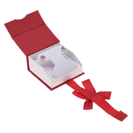 Red & White Magnetic Ribbon Paper Earring or Pendant Gift Boxes