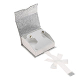Silver & White Magnetic Ribbon Paper Earring or Pendant Gift Boxes