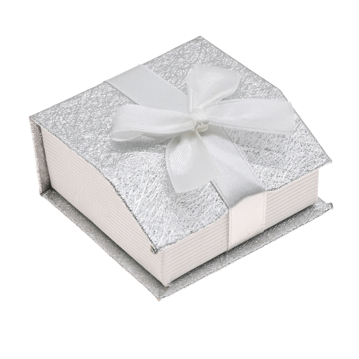 Silver & White Magnetic Ribbon Paper Earring or Pendant Gift Boxes