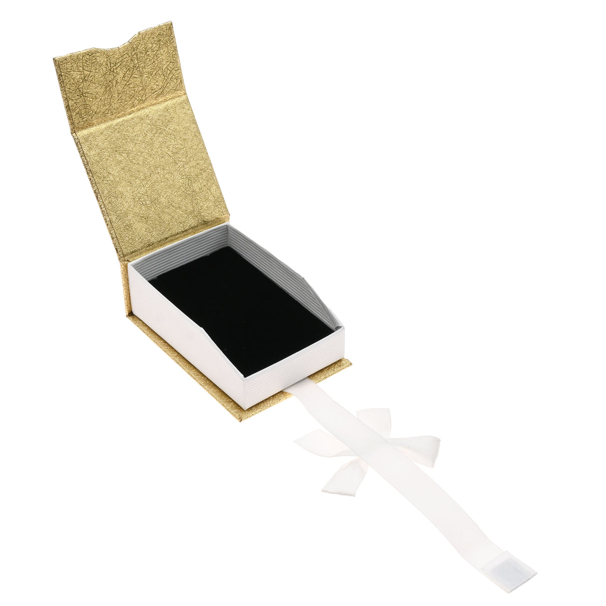 Gold & White Magnetic Ribbon Paper Pendant Gift Boxes