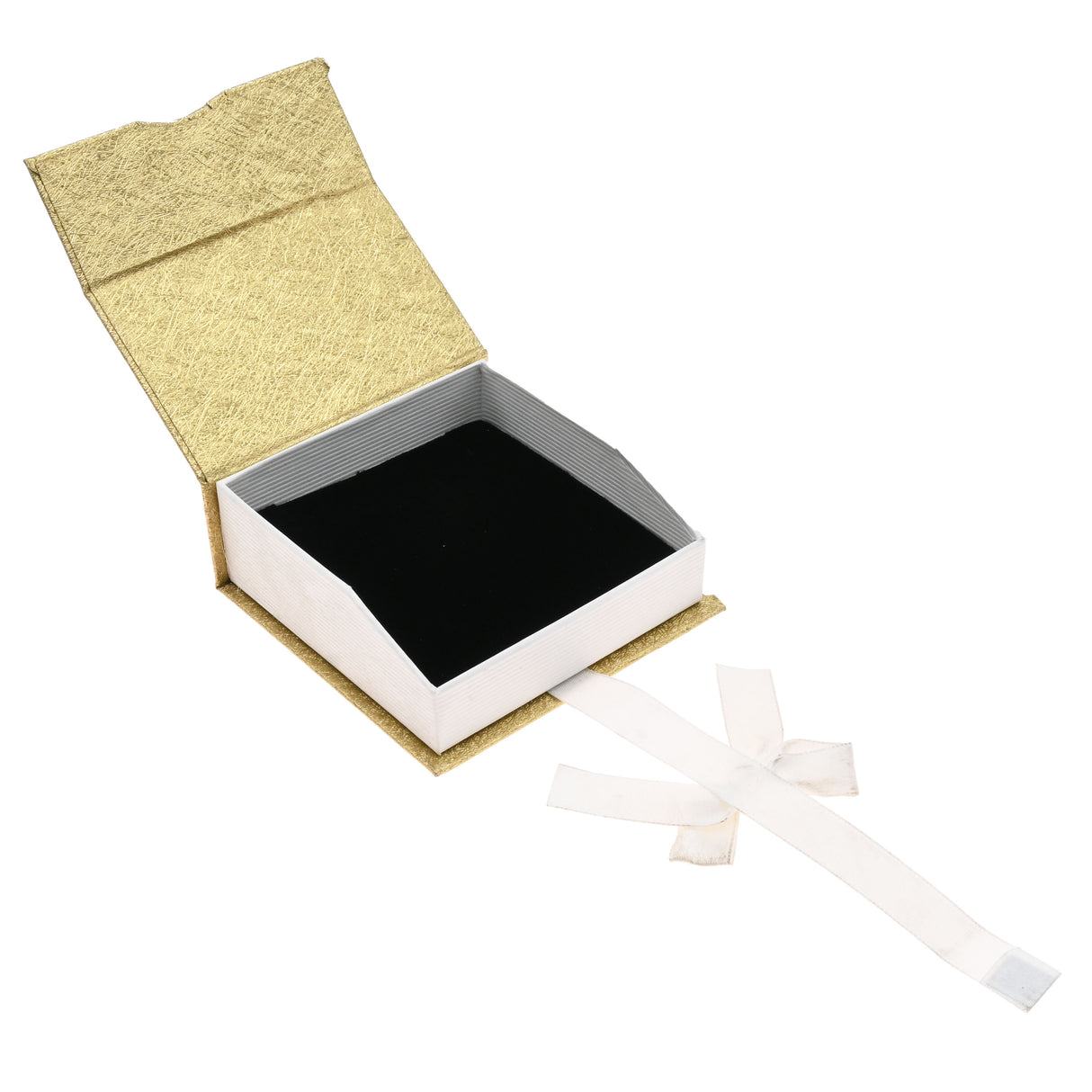 Gold & White Magnetic Ribbon Paper Large Pendant Gift Boxes