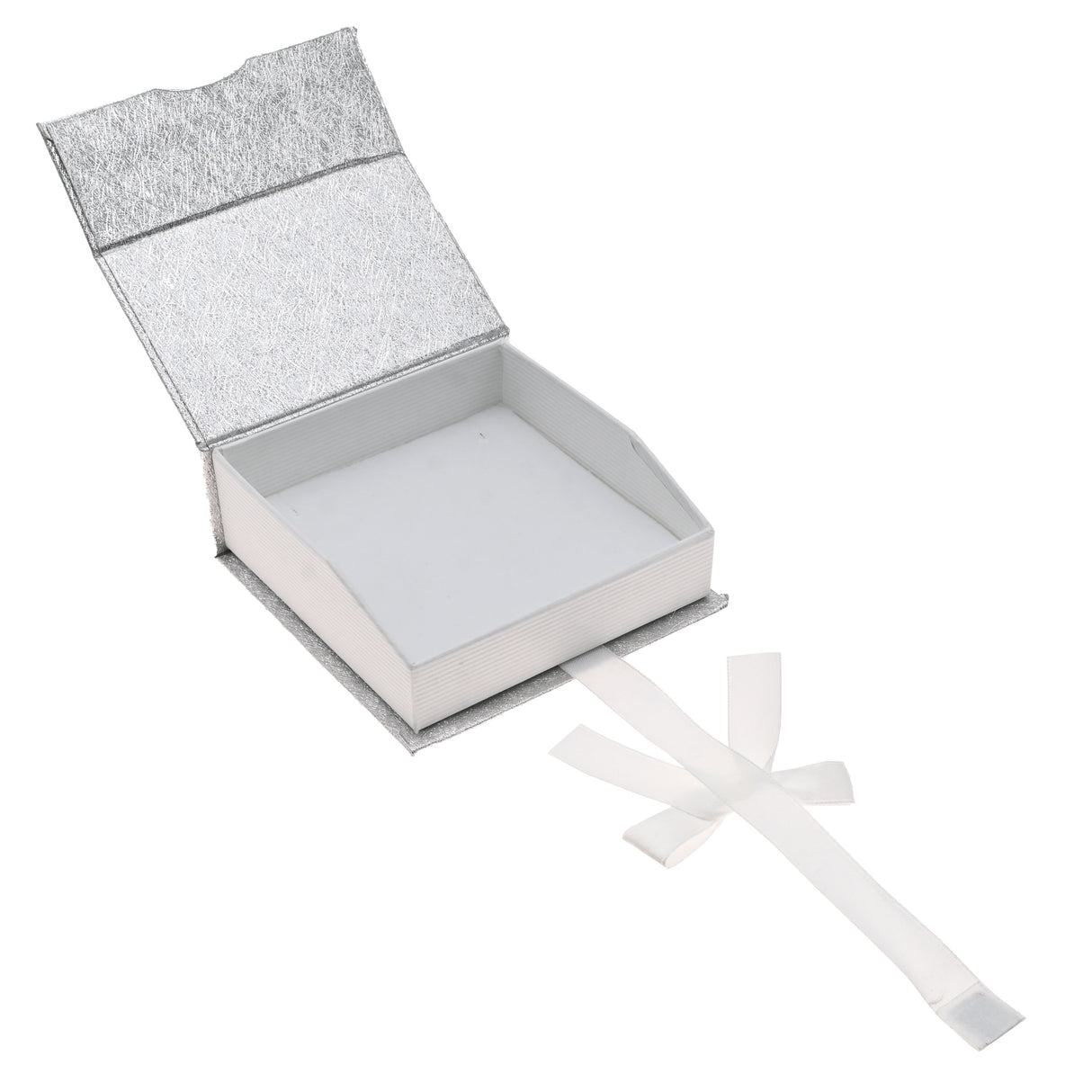 Silver & White Magnetic Ribbon Paper Large Pendant Gift Boxes