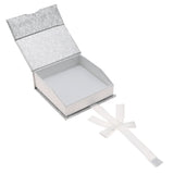 Silver & White Magnetic Ribbon Paper Large Pendant Gift Boxes