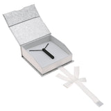 Silver & White Magnetic Ribbon Paper Large Pendant Gift Boxes