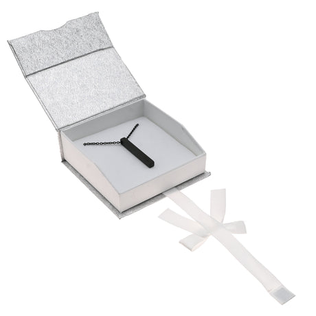 Silver & White Magnetic Ribbon Paper Large Pendant Gift Boxes