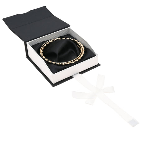Black & White Magnetic Ribbon Paper Bangle & Watch Gift Boxes