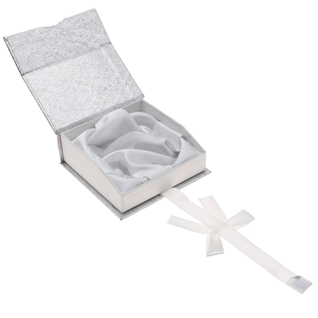 Silver & White Magnetic Ribbon Paper Bangle & Watch Gift Boxes