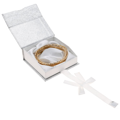 Silver & White Magnetic Ribbon Paper Bangle & Watch Gift Boxes