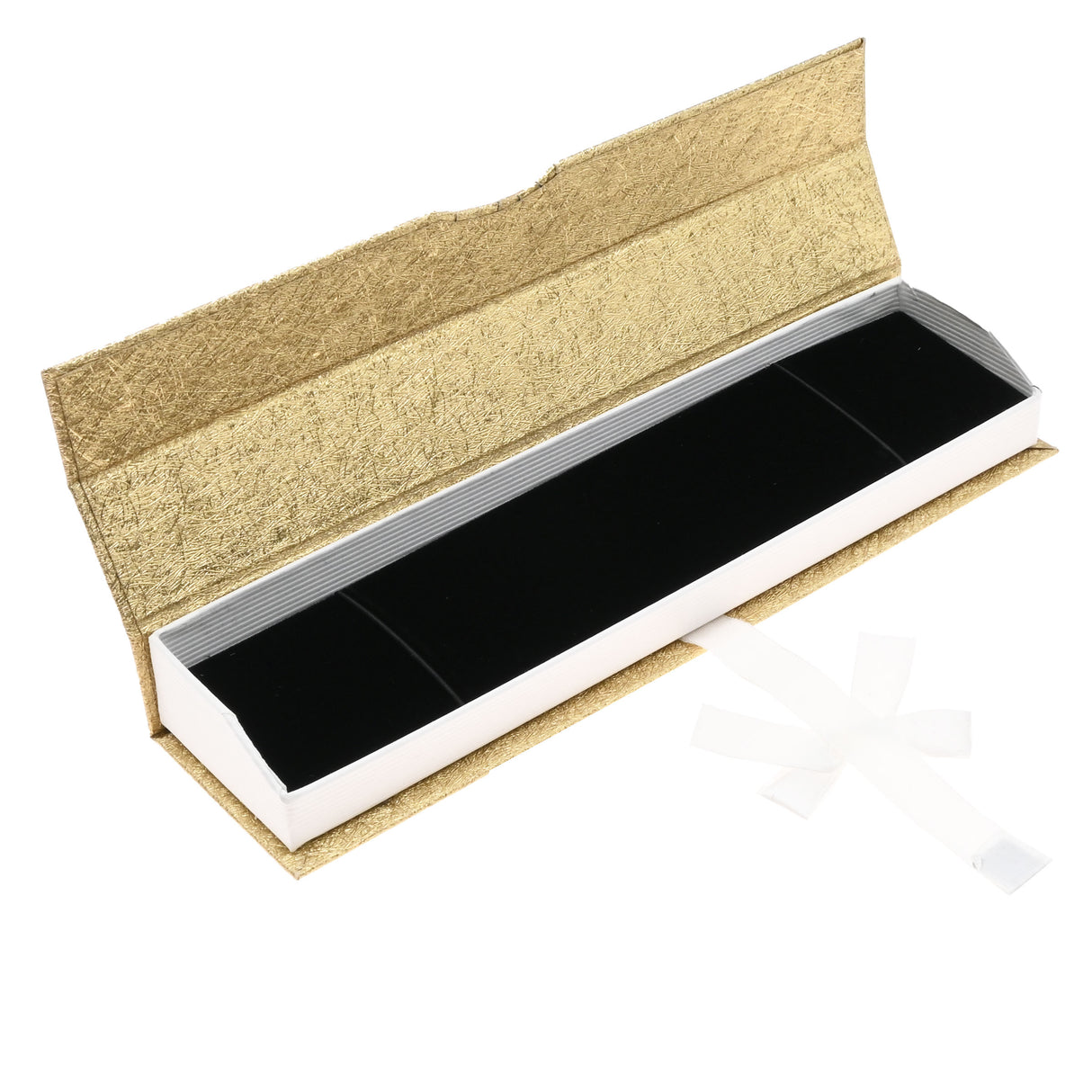 Gold & White Magnetic Ribbon Paper Bracelet Gift Boxes