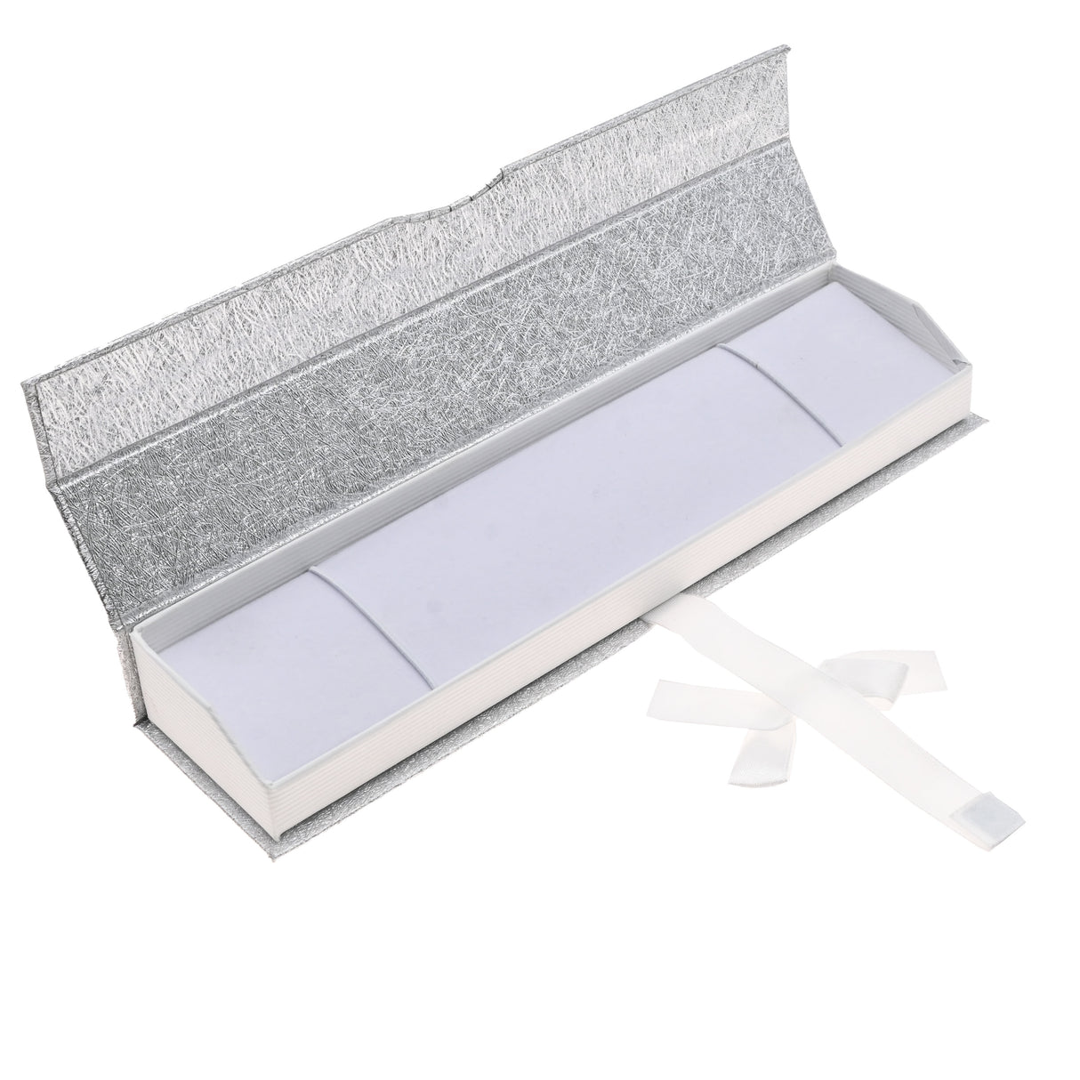 Silver & White Magnetic Ribbon Paper Bracelet Gift Boxes