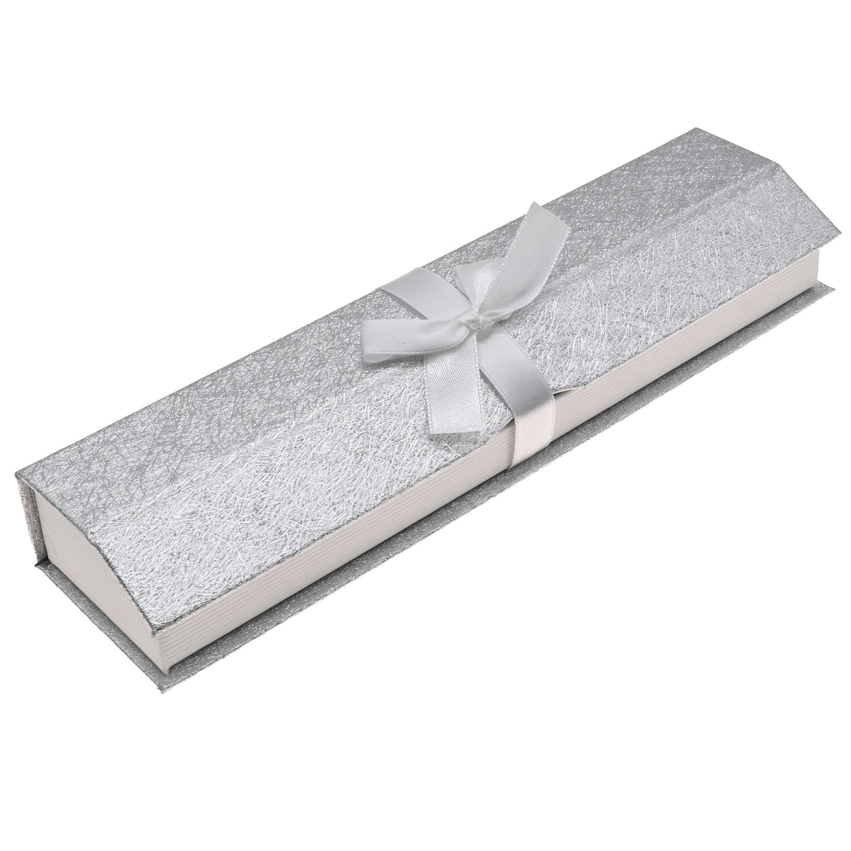 Silver & White Magnetic Ribbon Paper Bracelet Gift Boxes