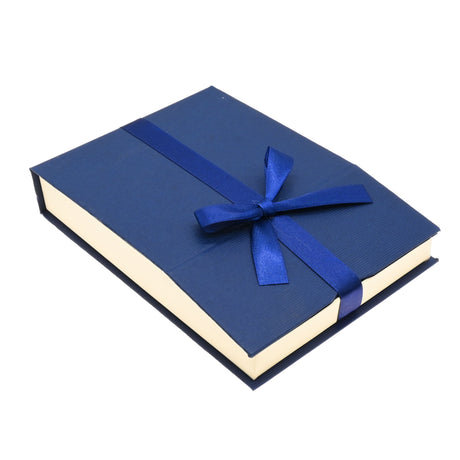 Blue & Cream Magnetic Ribbon Paper Necklace Gift Boxes