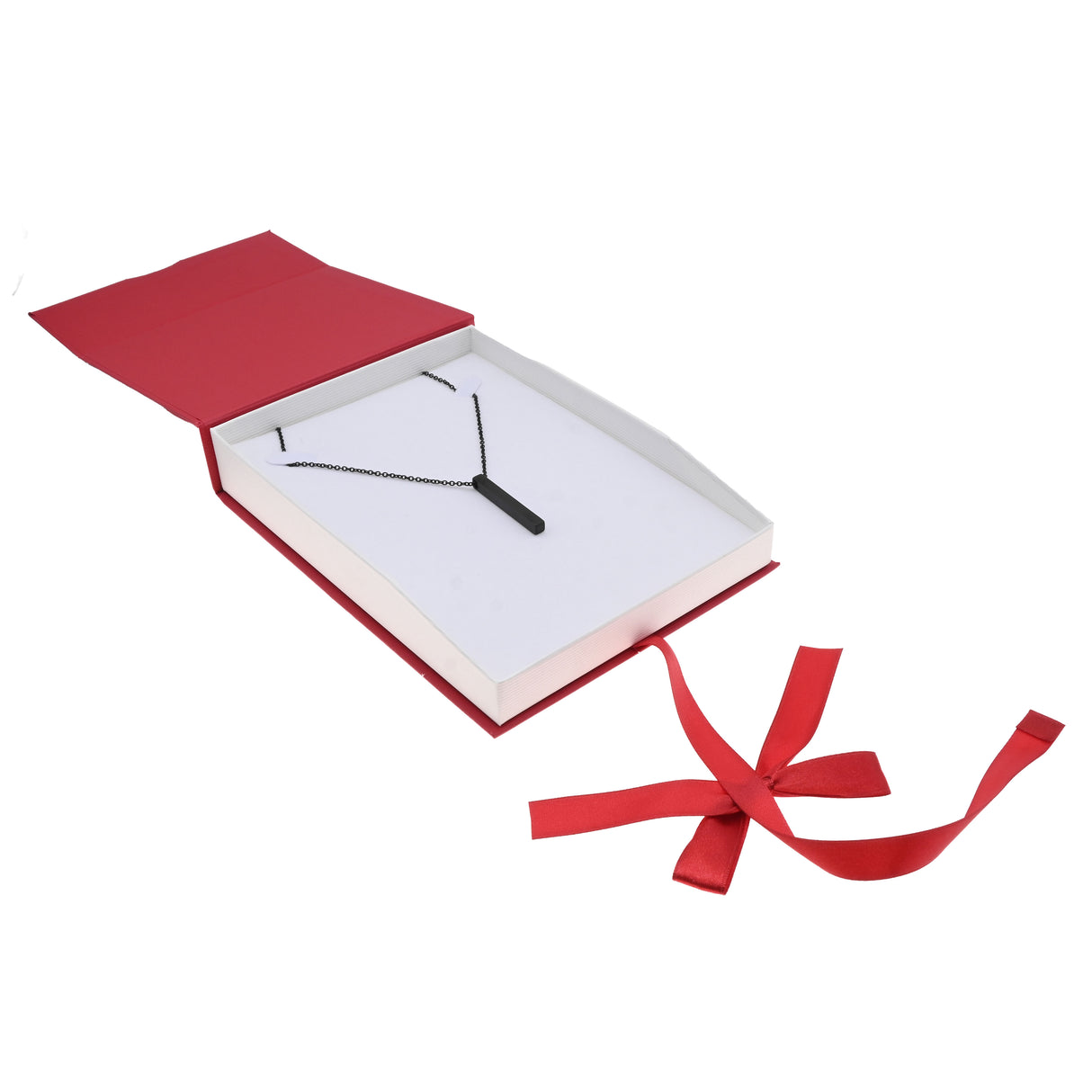 Red & White Magnetic Ribbon Paper Necklace Gift Boxes