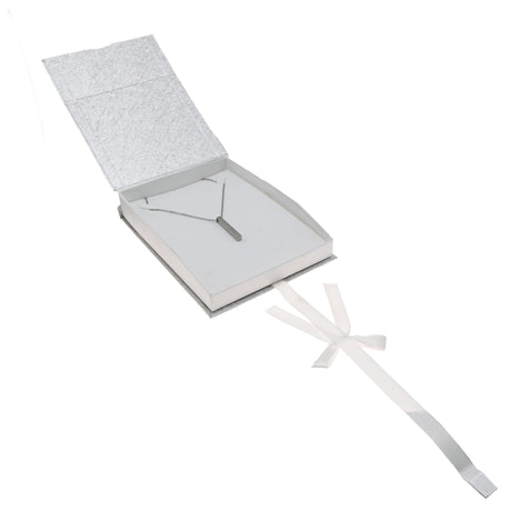 Silver & White Magnetic Ribbon Paper Necklace Gift Boxes