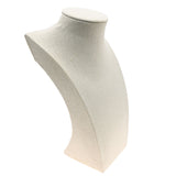 Beige Linen Curved Jewelry Necklace and Chain Display Bust, 9-1/2" Tall