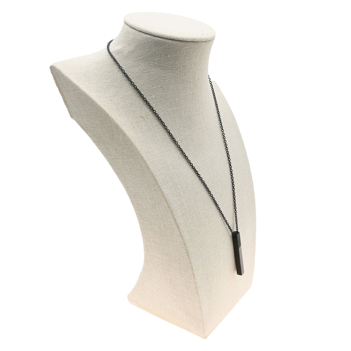 Beige Linen Curved Jewelry Necklace and Chain Display Bust, 9-1/2" Tall