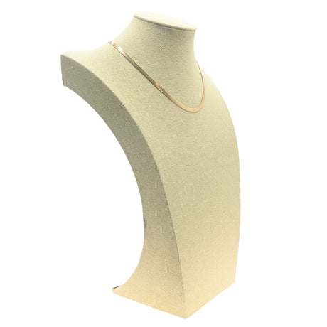 Beige Linen Curved Jewelry Necklace and Chain Display Bust, 13" Tall