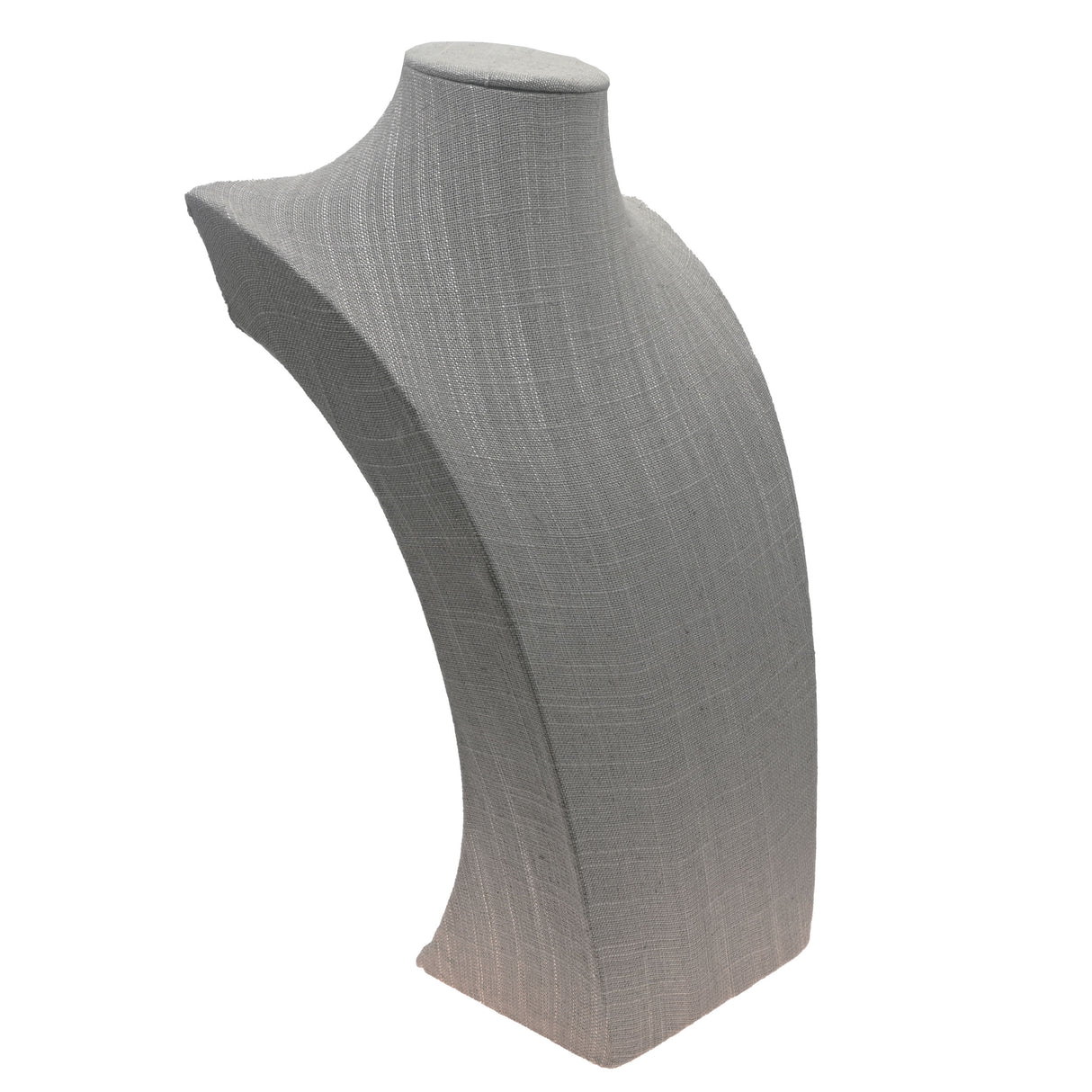 Grey Linen Jewelry Necklace Display Bust, 17" Tall