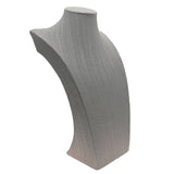Grey Linen Jewelry Necklace Display Bust, 17" Tall