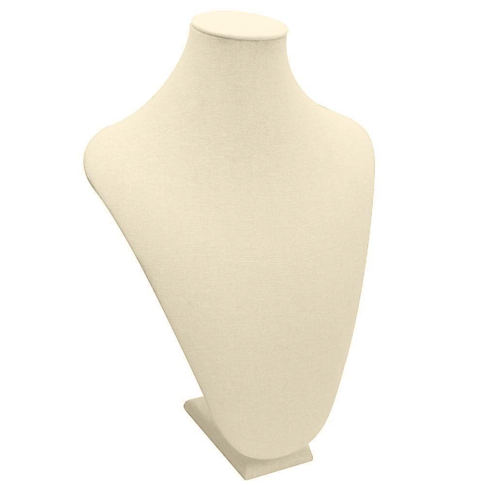 Beige Linen Jewelry Necklace Bust, Neck Form Display, 14-1/2