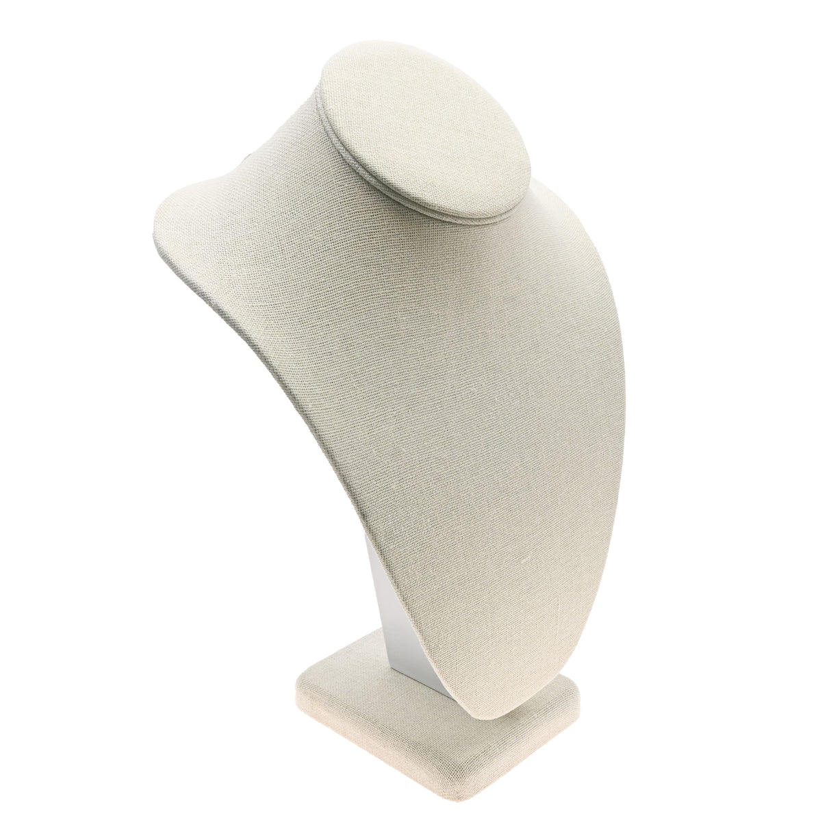 Beige Linen Jewelry Necklace Bust, Neck Form Display, 11" Tall