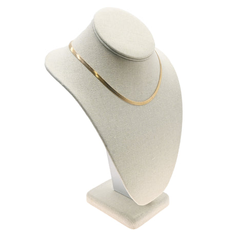 Beige Linen Jewelry Necklace Bust, Neck Form Display, 11" Tall