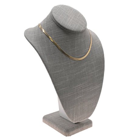 Grey Linen Jewelry Necklace Display Bust, 11" Tall