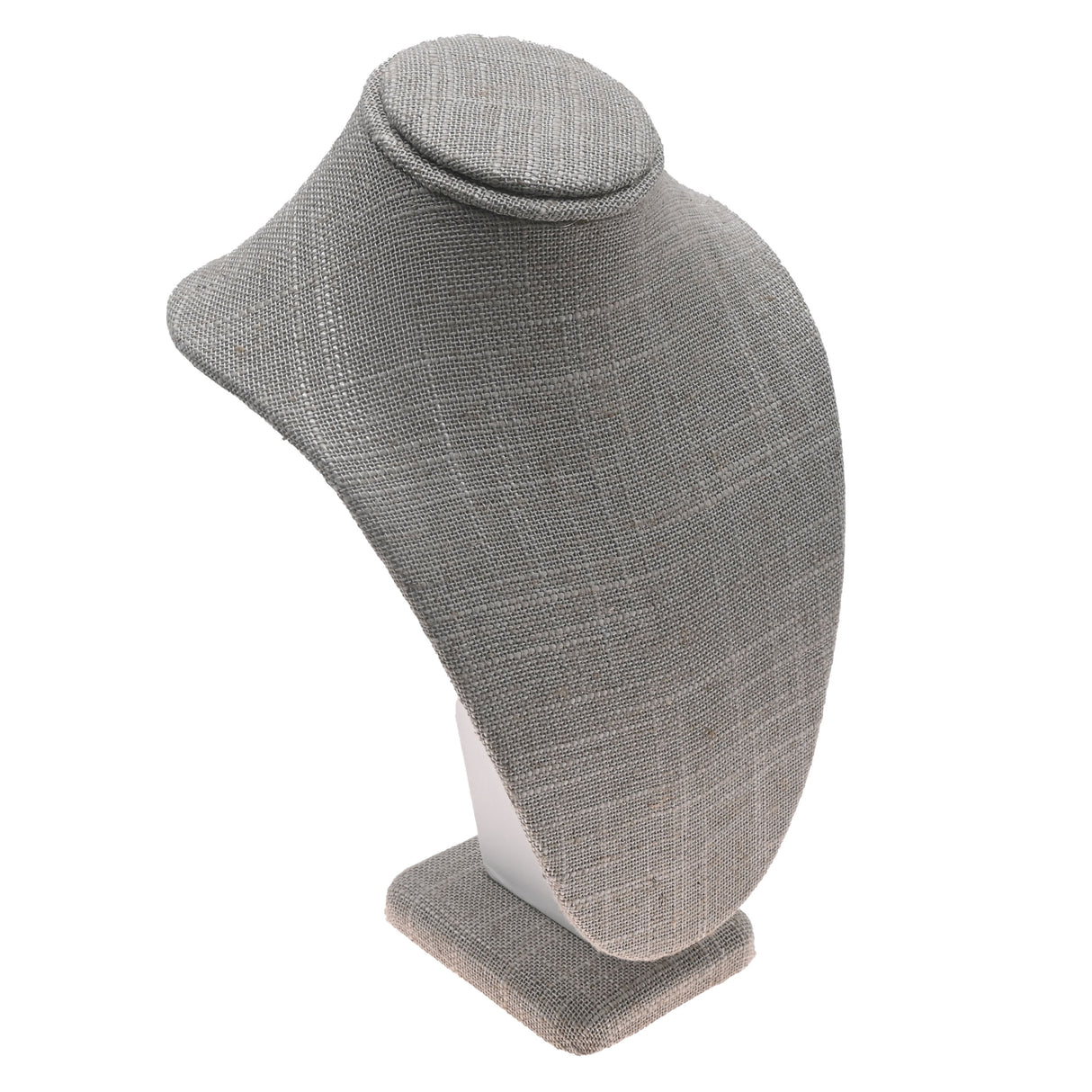Grey Linen Jewelry Necklace Display Bust, 7-1/2" Tall