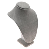 Grey Linen Jewelry Necklace Display Bust, 7-1/2" Tall