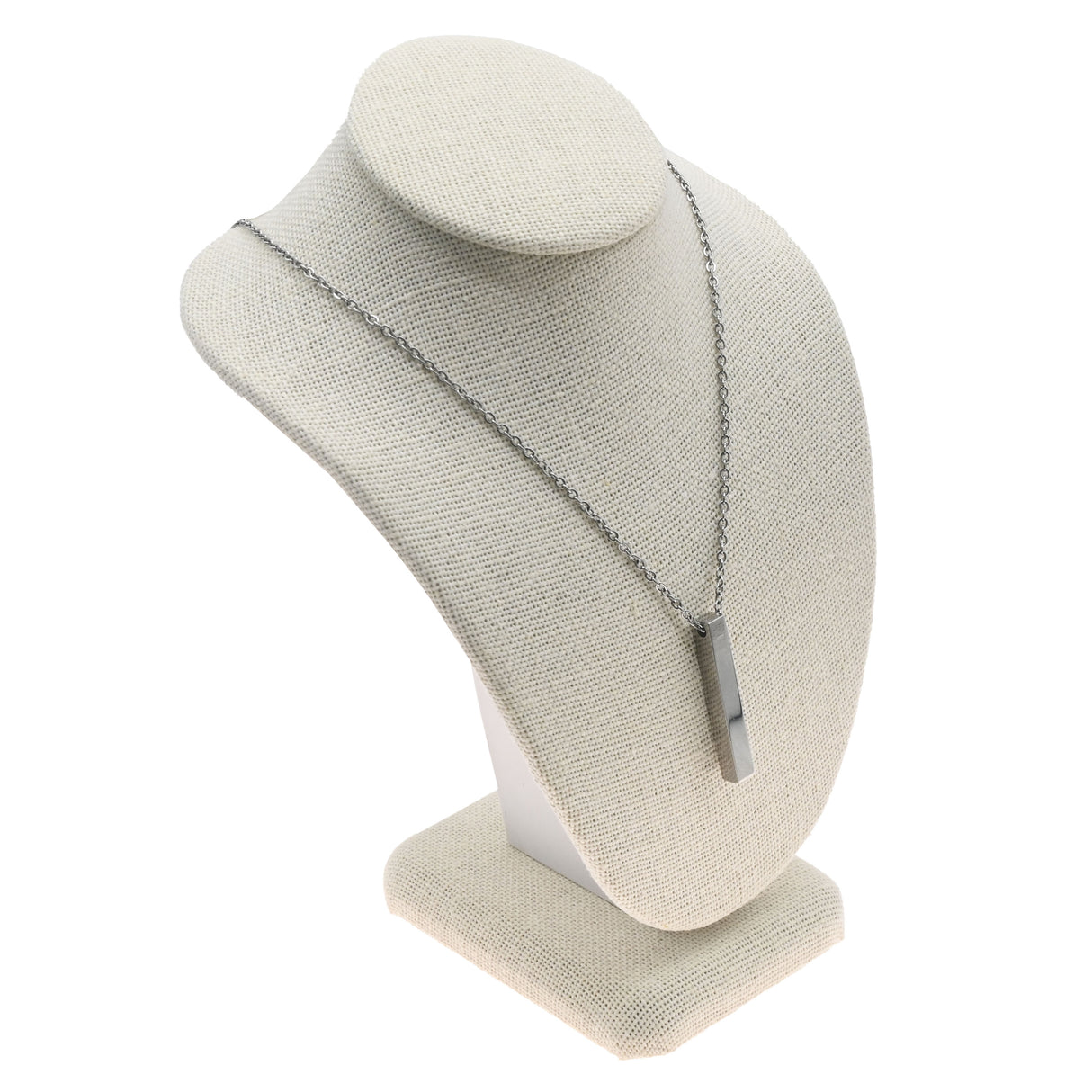 Beige Linen Jewelry Necklace Display Bust, 6-1/4" Tall