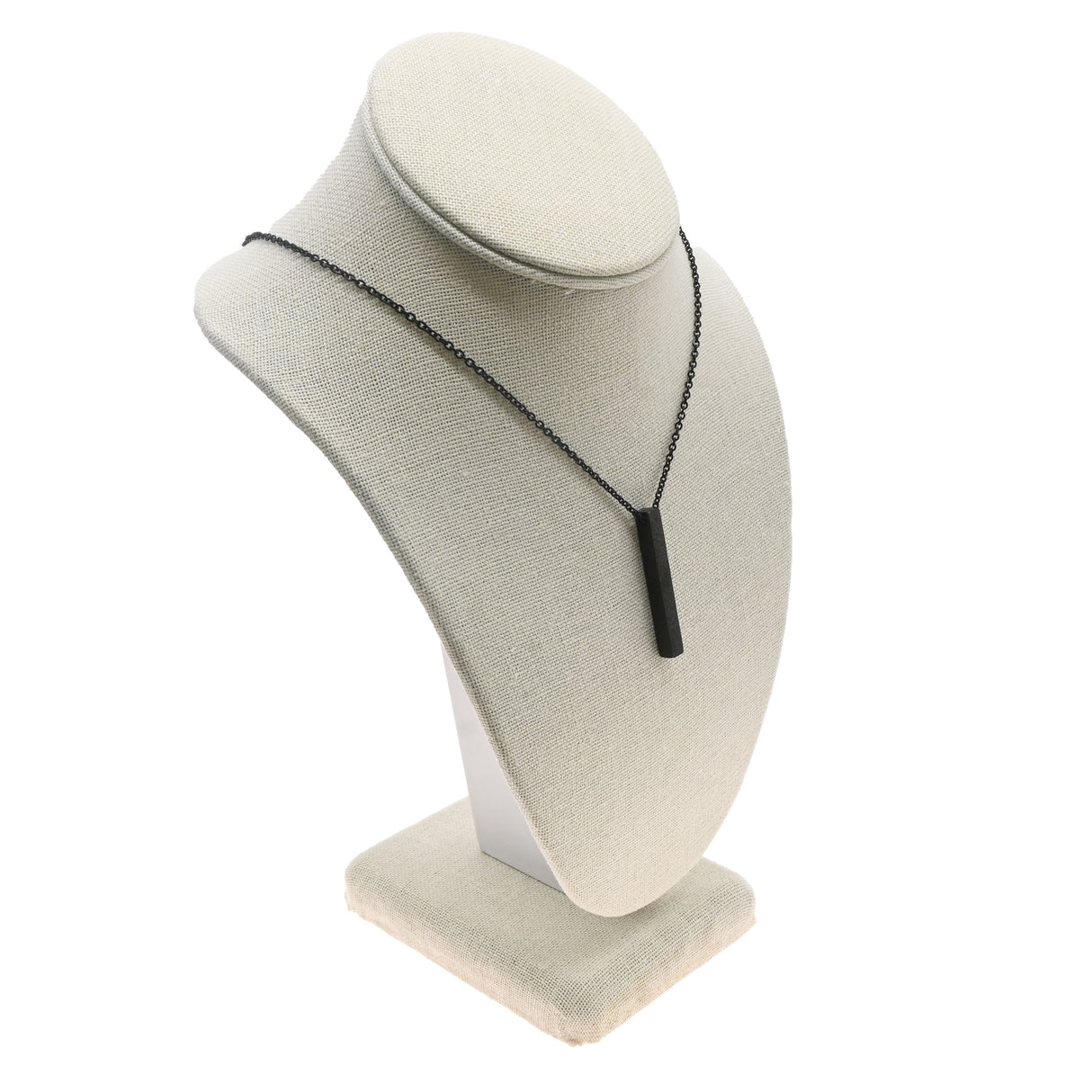 Beige Linen Necklace Bust 10" Tall