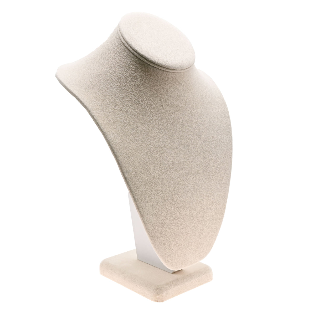 Beige Faux Suede Jewelry Necklace Display Bust, 11" Tall