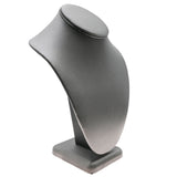 Steel Grey Leatherette Necklace Bust Display, 10" Tall