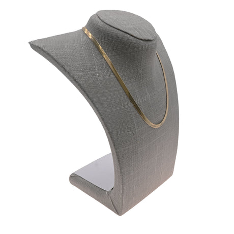 Grey Linen Curved Jewelry Necklace Bust, 9" Tall