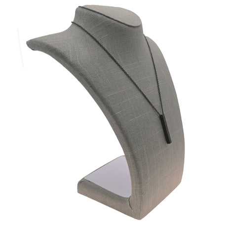 Grey Linen Curved Jewelry Necklace Bust, 11" Tall