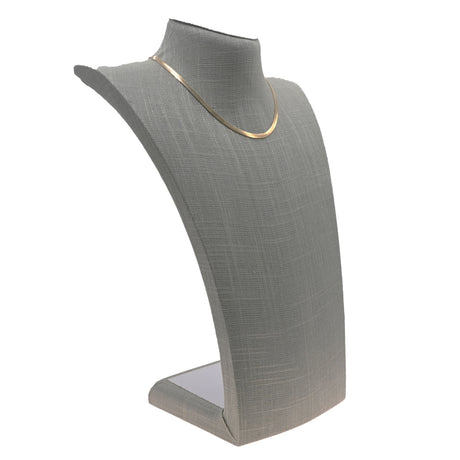 Grey Linen Curved Tall Necklace Display Bust, 14-1/2" Tall