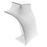 White Leatherette Squared Neck Form Jewelry Necklace Display, 7-1/4" Tall