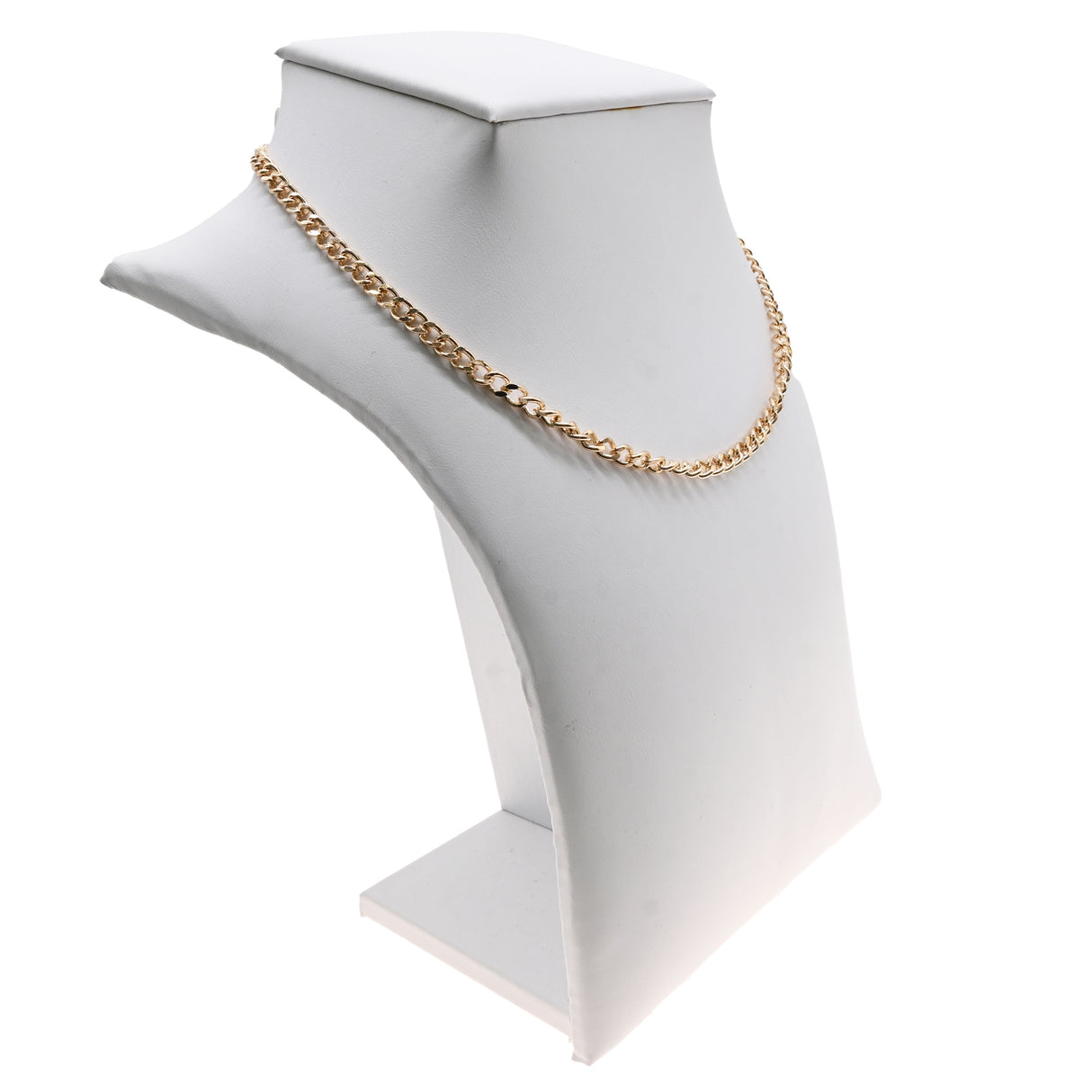 White Leatherette Squared Neck Form Jewelry Necklace Display, 7-1/4" Tall