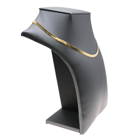 Steel Grey Leatherette Squared Neck Form Jewelry Necklace Display, 7-1/4" Tall