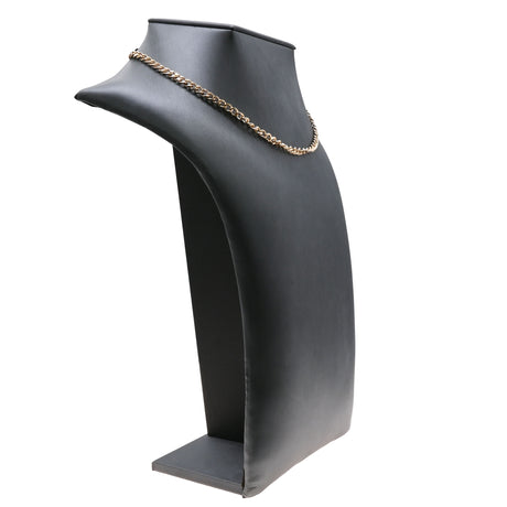 Steel Grey Leatherette Square Neck Form Jewelry Necklace Display Bust, 10-1/2" Tall