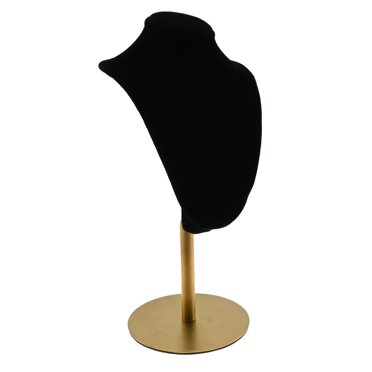 Black Velvet Necklace Bust With Adjustable Gold Metal Base - 13" ~ 16" Tall